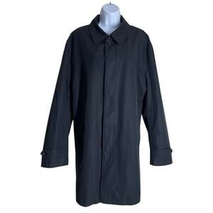 Ralph Lauren Edgar Mens Black Raincoat Trench Coat 44R Water Repellant *NO LINER